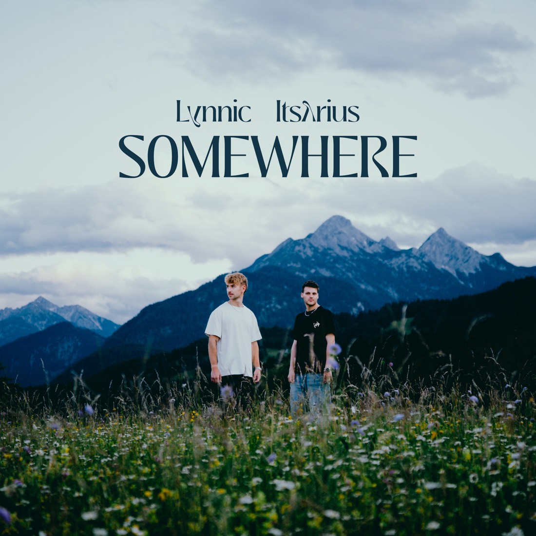 SOMEWHERE album cover — Lynnic & ItsArius in a mountain meadow